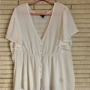 Torrid Cream Button-Front Peplum Top